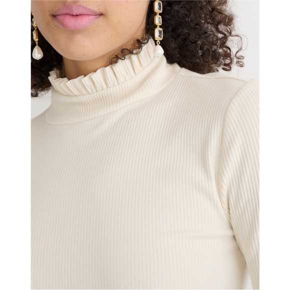J.Crew Vintage rib ruffle mockneck T-shirt - Picture 2 of 3